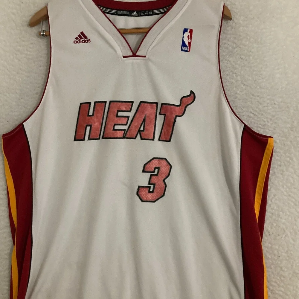 Adidas Authentics Miami Heat Dwayne Wade Jersey‎ Mens XL +2 Embroidered Swingman